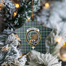 Scottish Bannatyne 1 Clan Tartan Crest Star Ceramic Ornament