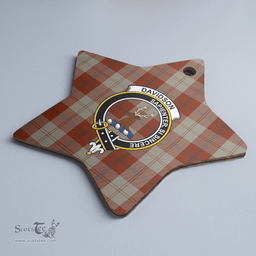 Scottish Davidson Dress Dancers Clan Tartan Crest Star Ceramic Ornament
