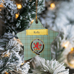 Scottish Kelly Dress Clan Tartan Crest Star Ceramic Ornament