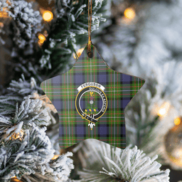Scottish Fergusson Modern Clan Tartan Crest Star Ceramic Ornament