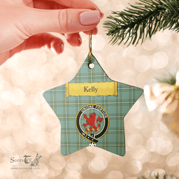 Scottish Kelly Dress Clan Tartan Crest Star Ceramic Ornament