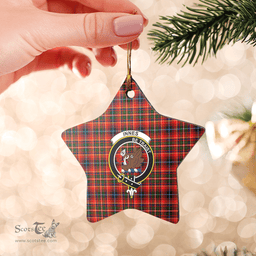 Scottish Innes Modern Clan Tartan Crest Star Ceramic Ornament