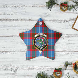 Scottish Crichton District Clan Tartan Crest Star Ceramic Ornament