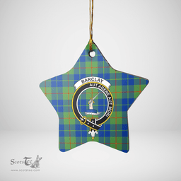 Scottish Barclay Hunting Ancient Clan Tartan Crest Star Ceramic Ornament