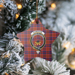 Scottish Cameron of Lochiel Clan Tartan Crest Star Ceramic Ornament