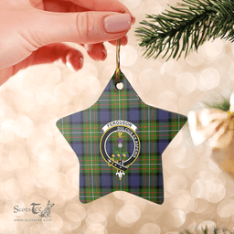 Scottish Fergusson Modern Clan Tartan Crest Star Ceramic Ornament