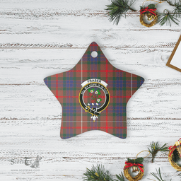 Scottish Fraser Hunting Modern Clan Tartan Crest Star Ceramic Ornament