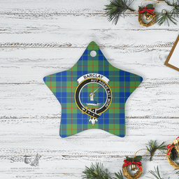 Scottish Barclay Hunting Ancient Clan Tartan Crest Star Ceramic Ornament