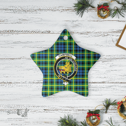 Scottish Campbell of Breadalbane Ancient Clan Tartan Crest Star Ceramic Ornament