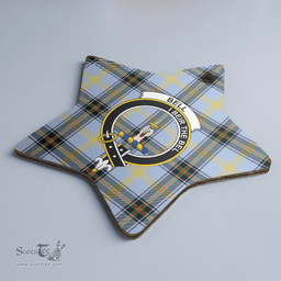 Scottish Bell of the Borders Clan Tartan Crest Star Ceramic Ornament