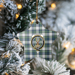 Scottish Gordon Dress Ancient Clan Tartan Crest Star Ceramic Ornament