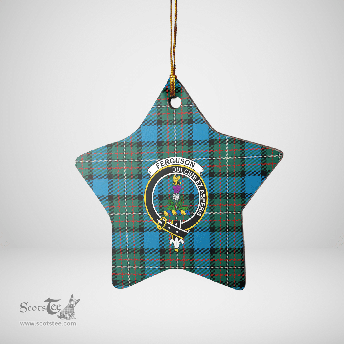 Scottish Fergusson Ancient Clan Tartan Crest Star Ceramic Ornament