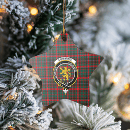 Scottish Cumming Hunting Modern Clan Tartan Crest Star Ceramic Ornament