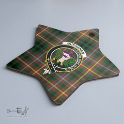 Scottish Buchanan Hunting Clan Tartan Crest Star Ceramic Ornament