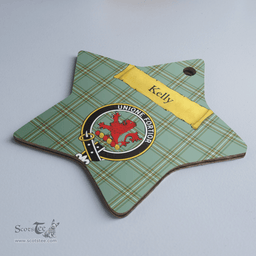 Scottish Kelly Dress Clan Tartan Crest Star Ceramic Ornament