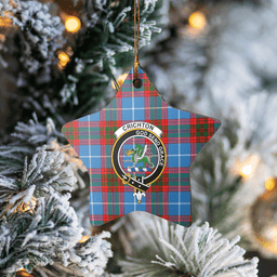Scottish Crichton District Clan Tartan Crest Star Ceramic Ornament