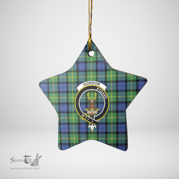 Scottish Gordon Old Ancient Clan Tartan Crest Star Ceramic Ornament