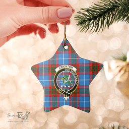 Scottish Crichton District Clan Tartan Crest Star Ceramic Ornament