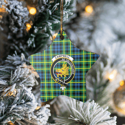 Scottish Campbell of Breadalbane Ancient Clan Tartan Crest Star Ceramic Ornament