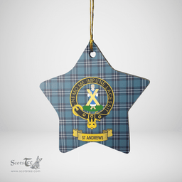 Scottish Earl of St Andrews Clan Tartan Crest Star Ceramic Ornament