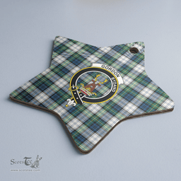 Scottish Gordon Dress Ancient Clan Tartan Crest Star Ceramic Ornament