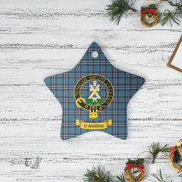 Scottish Earl of St Andrews Clan Tartan Crest Star Ceramic Ornament