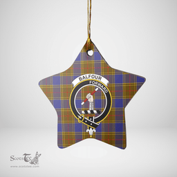Scottish Balfour Modern Clan Tartan Crest Star Ceramic Ornament