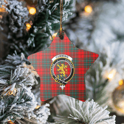 Scottish Cumming Modern Clan Tartan Crest Star Ceramic Ornament