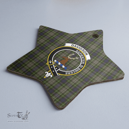Scottish Davidson Tulloch Dress Clan Tartan Crest Star Ceramic Ornament