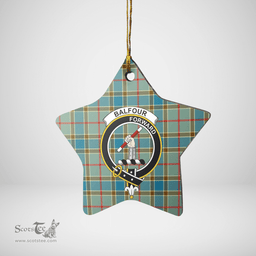 Scottish Balfour Blue Clan Tartan Crest Star Ceramic Ornament