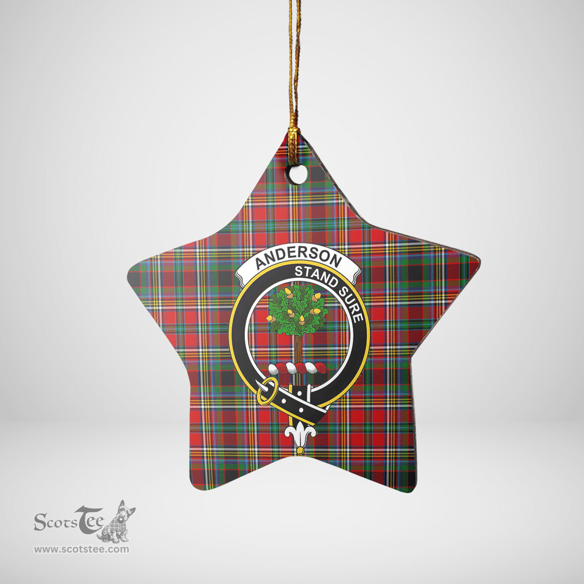 Scottish Anderson of Arbrake Clan Tartan Crest Star Ceramic Ornament