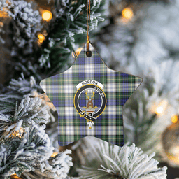 Scottish Gordon Dress Modern Clan Tartan Crest Star Ceramic Ornament