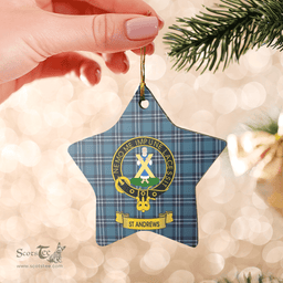 Scottish Earl of St Andrews Clan Tartan Crest Star Ceramic Ornament