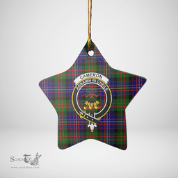 Scottish Cameron of Erracht Modern Clan Tartan Crest Star Ceramic Ornament