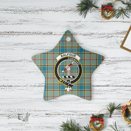Scottish Balfour Blue Clan Tartan Crest Star Ceramic Ornament