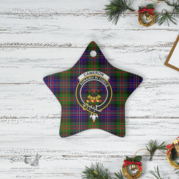 Scottish Cameron of Erracht Modern Clan Tartan Crest Star Ceramic Ornament