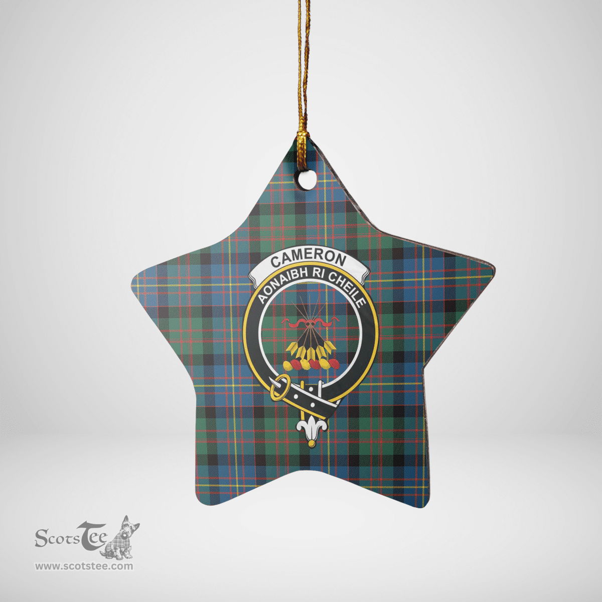 Scottish Cameron of Erracht Ancient Clan Tartan Crest Star Ceramic Ornament