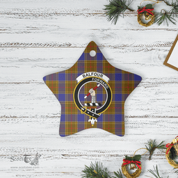 Scottish Balfour Modern Clan Tartan Crest Star Ceramic Ornament