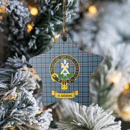 Scottish Earl of St Andrews Clan Tartan Crest Star Ceramic Ornament