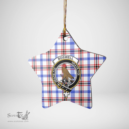 Scottish Boswell Modern Clan Tartan Crest Star Ceramic Ornament