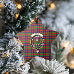 Scottish Gow of Skeoch Clan Tartan Crest Star Ceramic Ornament