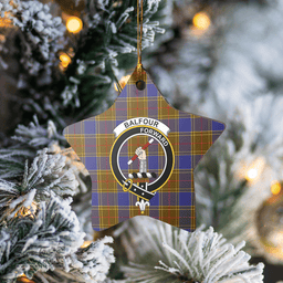 Scottish Balfour Modern Clan Tartan Crest Star Ceramic Ornament