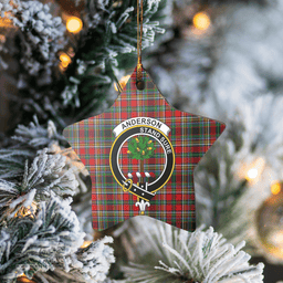 Scottish Anderson of Arbrake Clan Tartan Crest Star Ceramic Ornament