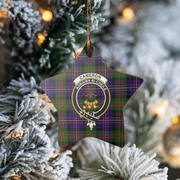 Scottish Cameron of Erracht Modern Clan Tartan Crest Star Ceramic Ornament