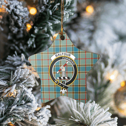 Scottish Balfour Blue Clan Tartan Crest Star Ceramic Ornament