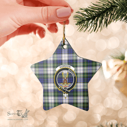 Scottish Gordon Dress Modern Clan Tartan Crest Star Ceramic Ornament