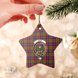 Scottish Gow of Skeoch Clan Tartan Crest Star Ceramic Ornament