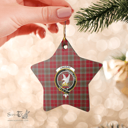 Scottish Lindsay Weathered Clan Tartan Crest Star Ceramic Ornament