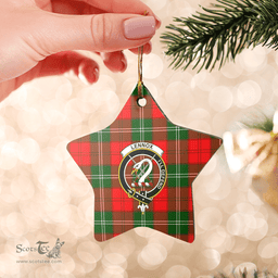 Scottish Lennox Modern Clan Tartan Crest Star Ceramic Ornament