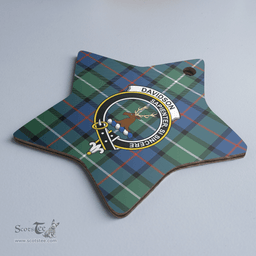 Scottish Davidson of Tulloch Clan Tartan Crest Star Ceramic Ornament